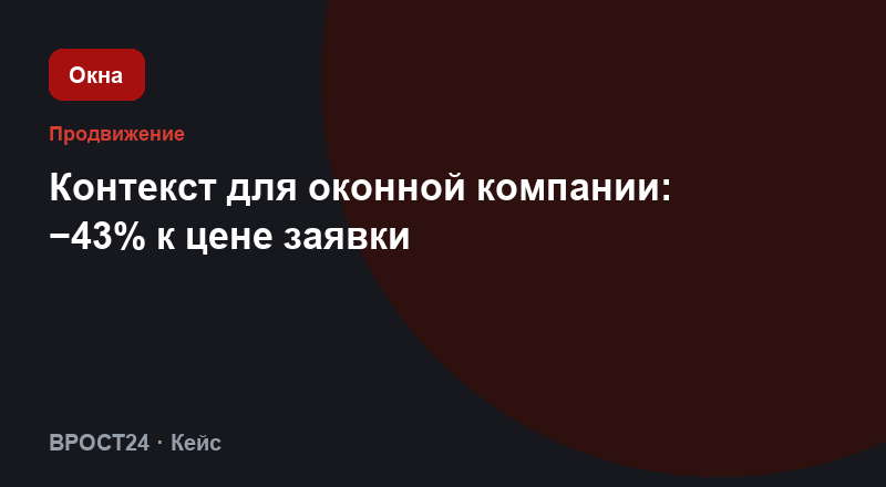 Контекст для оконной компании: −43% к цене заявки