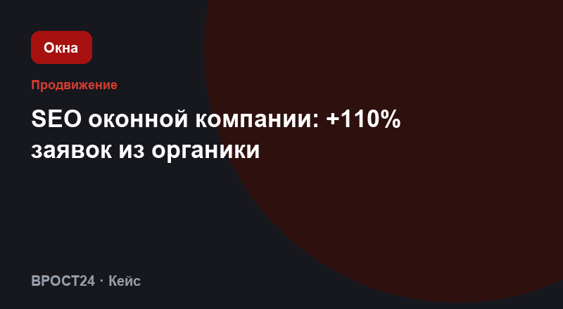 SEO оконной компании: +110% заявок из органики