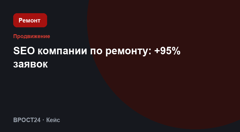 SEO компании по ремонту: +95% заявок