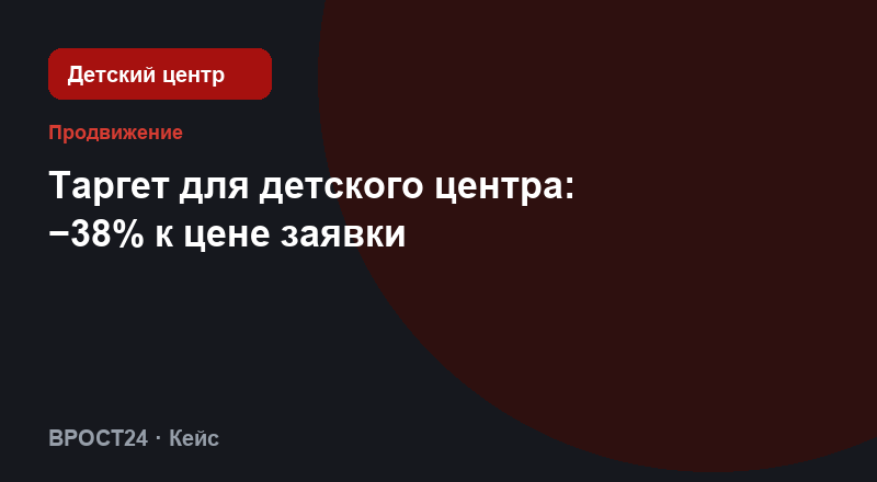 Таргет для детского центра: −38% к цене заявки