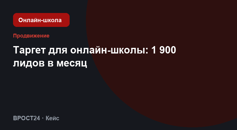 Таргет для онлайн-школы: 1 900 лидов в месяц