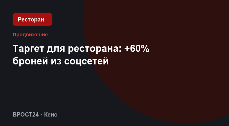 Таргет для ресторана: +60% броней из соцсетей