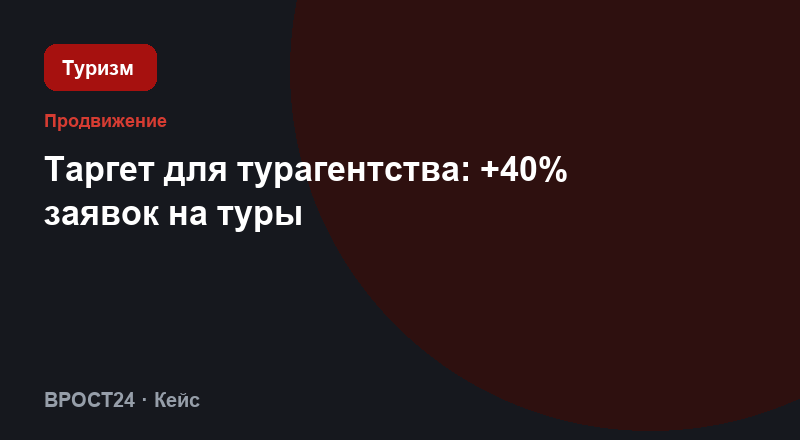 Таргет для турагентства: +40% заявок на туры
